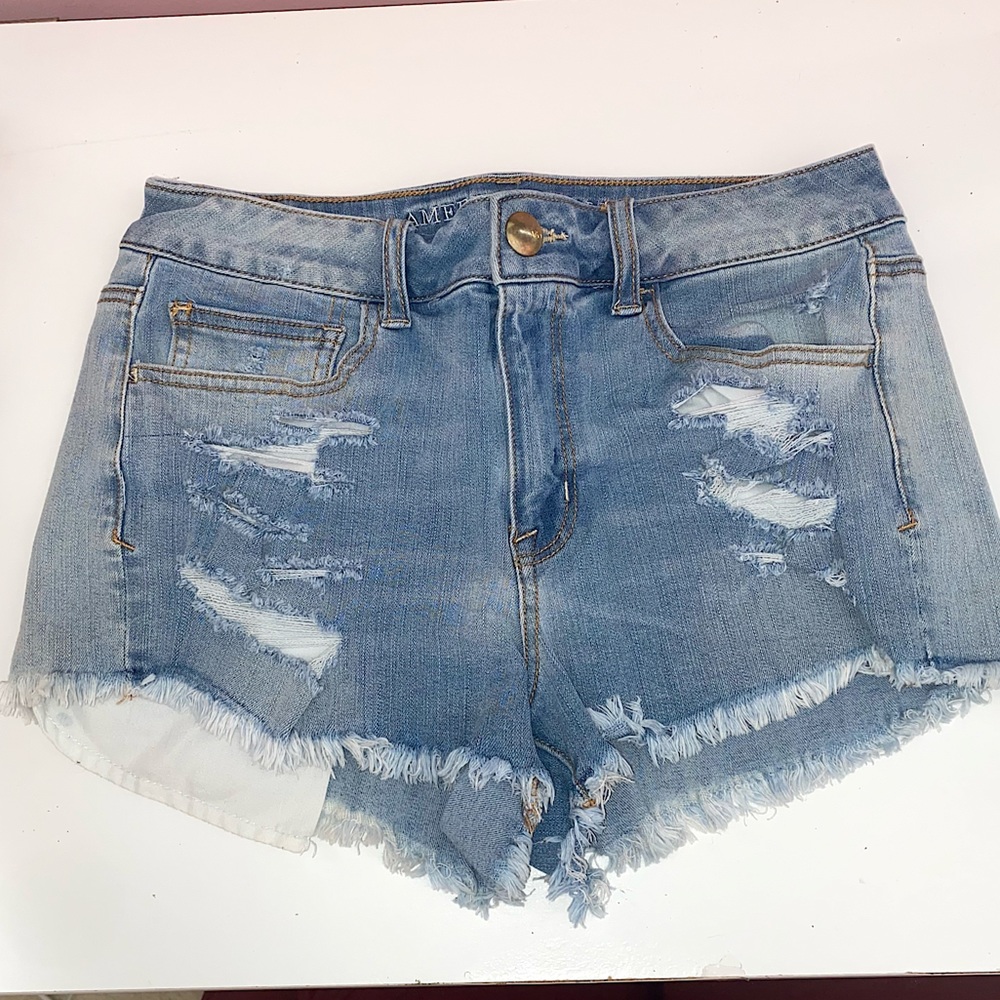 5/$20 Hi-Rise Light-Wash Denim Cut-Off Shorts
